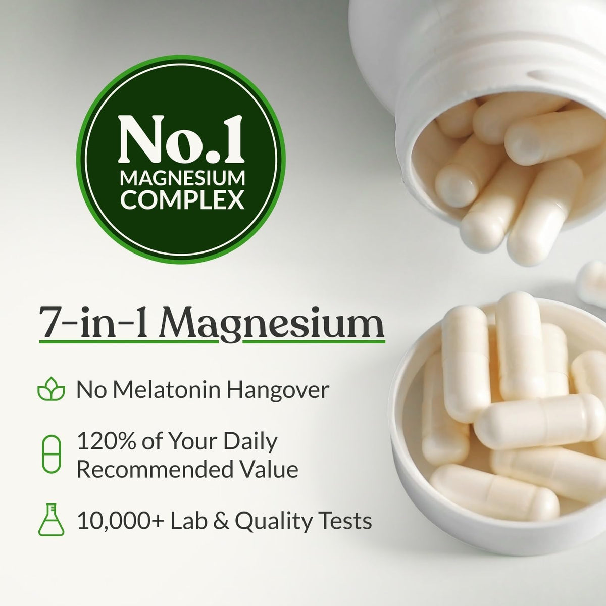 BIOptimizers Magnesium Breakthrough Supplement with 500mg - 7 Forms of Magnesium: Glycinate, Malate, Citrate, and More - Natural Support for Sleep and Cognitive Function