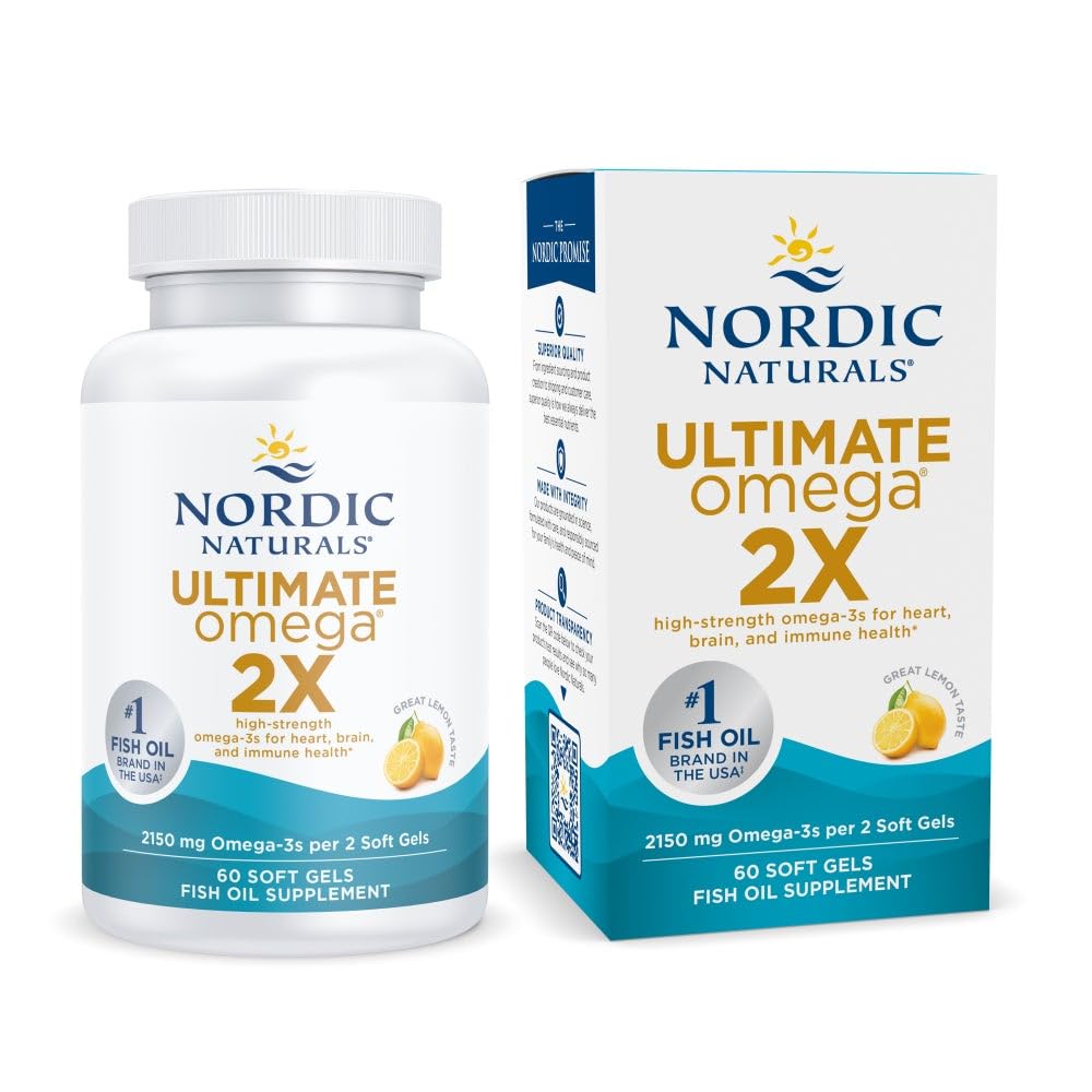 Nordic Naturals Ultimate Omega 2X – High-Potency Fish Oil | 2150 mg EPA & DHA | Lemon Flavor, 120 Softgels