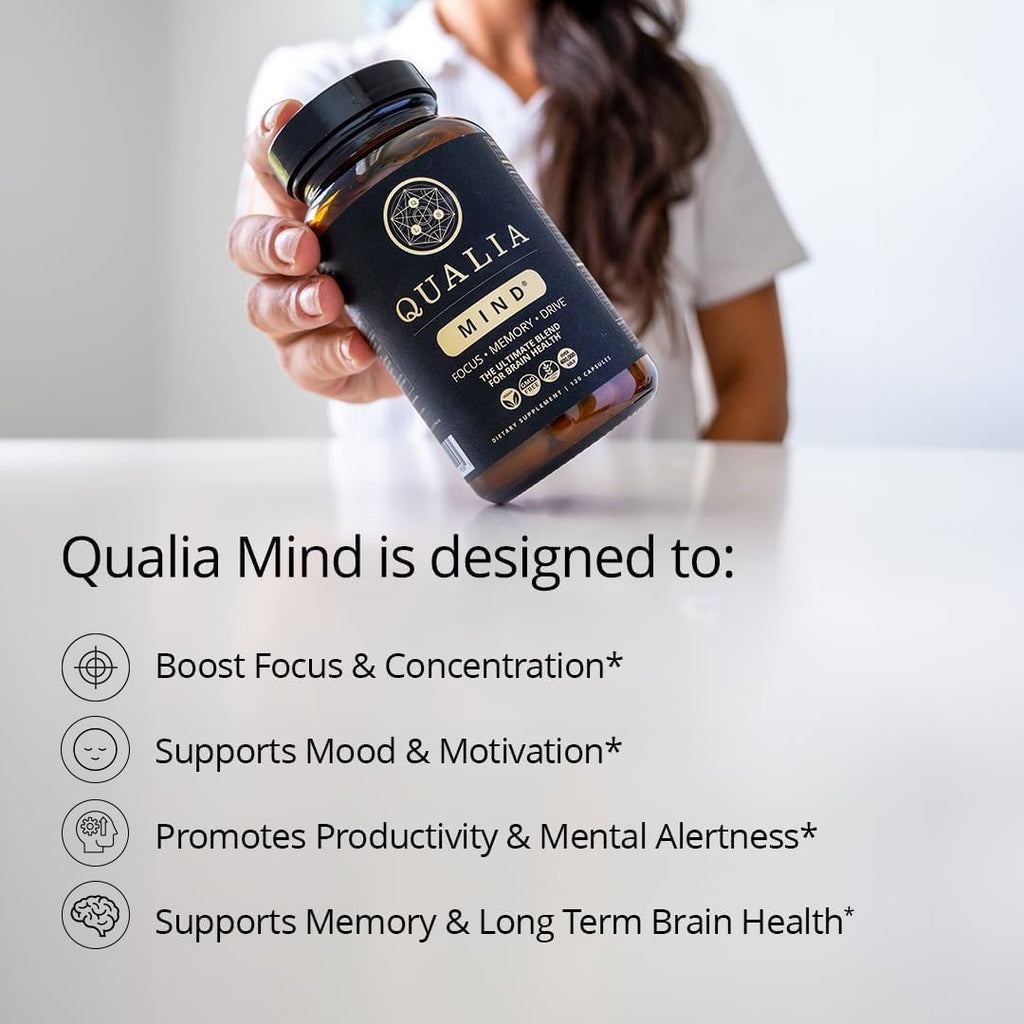 QUALIA MIND | The Ultimate Blend For Brain Health* | Doctor-Formulated Nootropic To Fuel Focus & Concentration* | Supports Long Term Brain Health| Maintain Drive & Productivity | 2 Month Supply