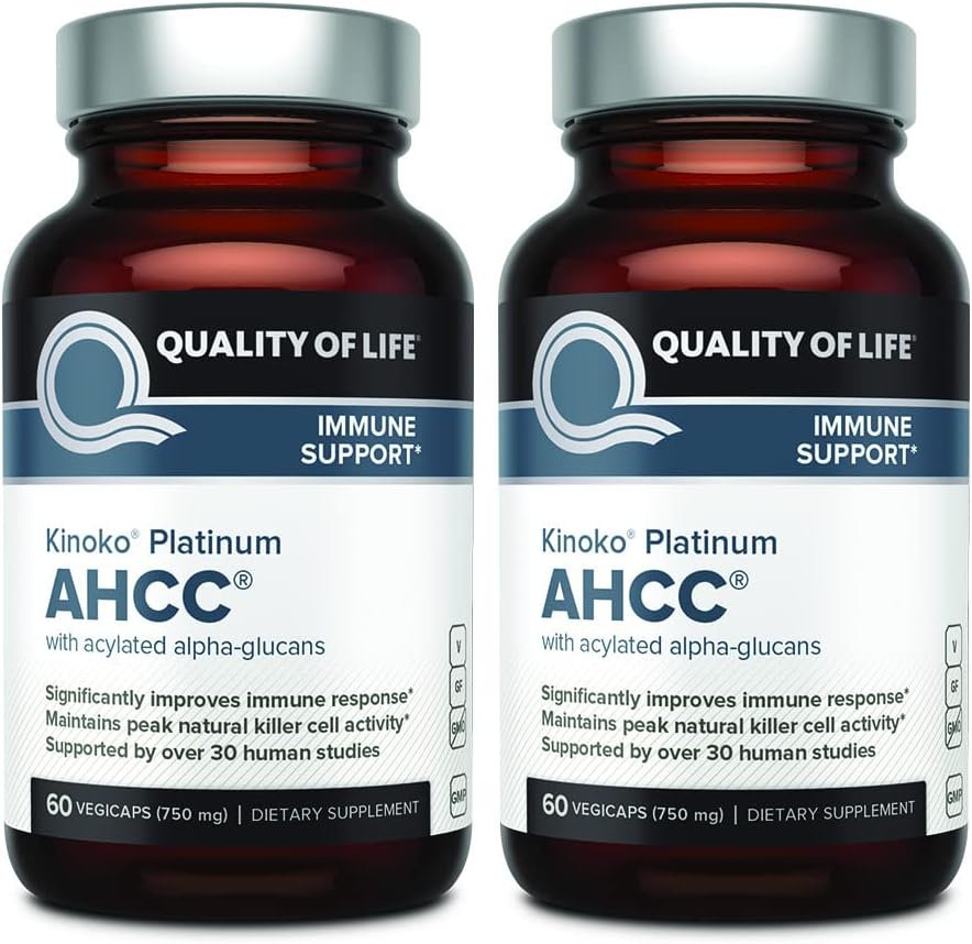 Quality of Life Premium Kinoko Platinum AHCC Herbal Supplement 60 Vegicaps