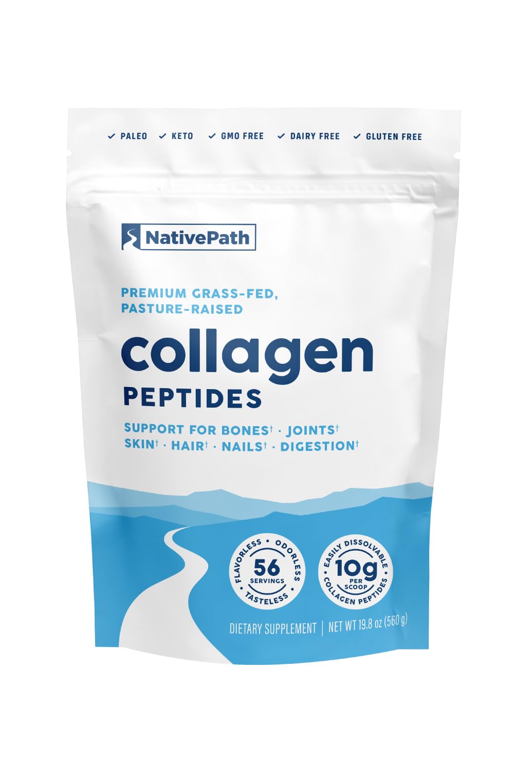 NativePath Collagen Peptides - Hydrolyzed Type 1 & 3 Collagen Powder for Skin, Hair, Nails - 8.8 oz (25 Servings)
