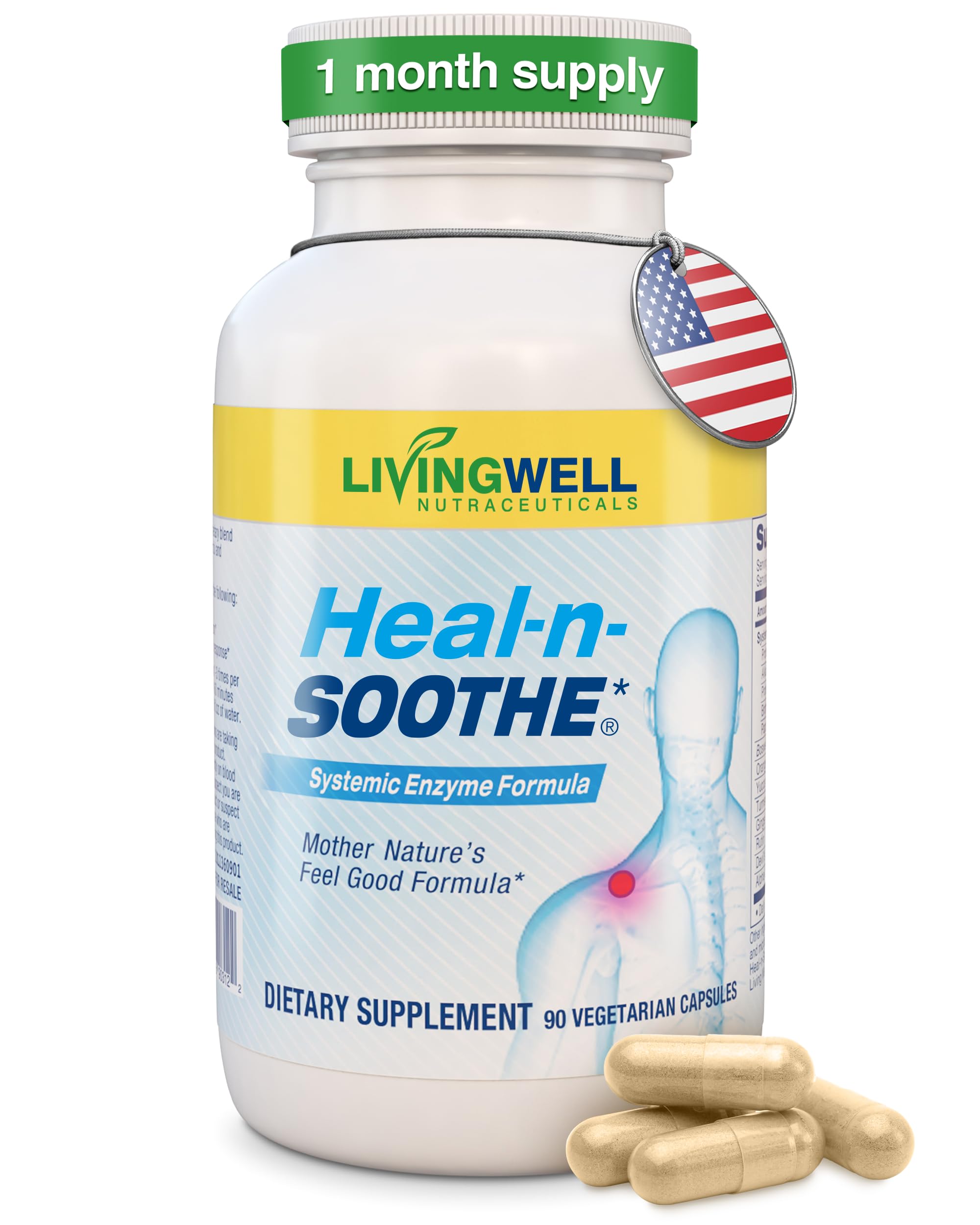 HEAL-N-SOOTHE Joint Support Supplements - Proteolytic Enzymes Like Bromelain & Papain, with Boswellia, Turmeric, & Ginger - Promotes Protein Digestive Function & Body Defense Wellness - 90 Count