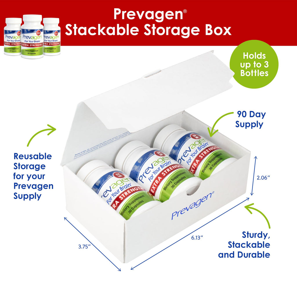 Prevagen Extra Strength 20mg, 60 Capsules with Apoaequorin & Vitamin D with Attractive and Stackable Prevagen Storage Box