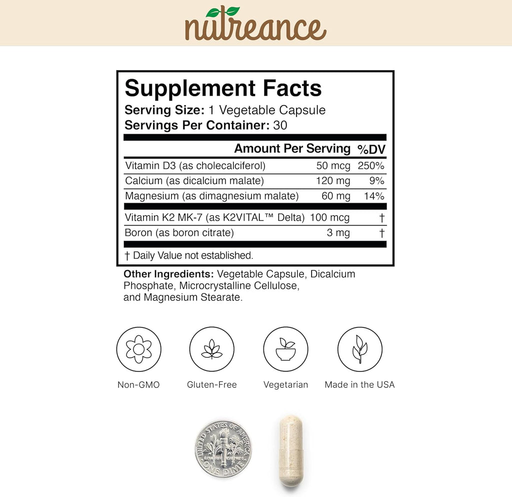 Natural Bone Support Supplement - Non-GMO, Gluten-Free