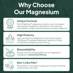 Pure Magnesium Glycinate with Zinc - Maximum Strength Chelated Magnesium Supplement for Women and Men 90 Capsule