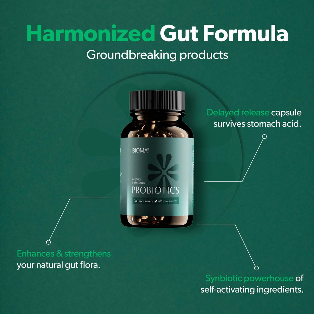 BIOMA Probiotics for Digestive Health & Weight Management – 3-in-1 Gut Support (60 Capsules)   (90-Day Supply)