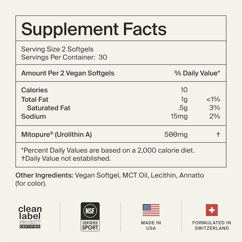 Time-Line Mitopure Urolithin A Longevity Supplement 60 Softgels – Cellular Energy Support