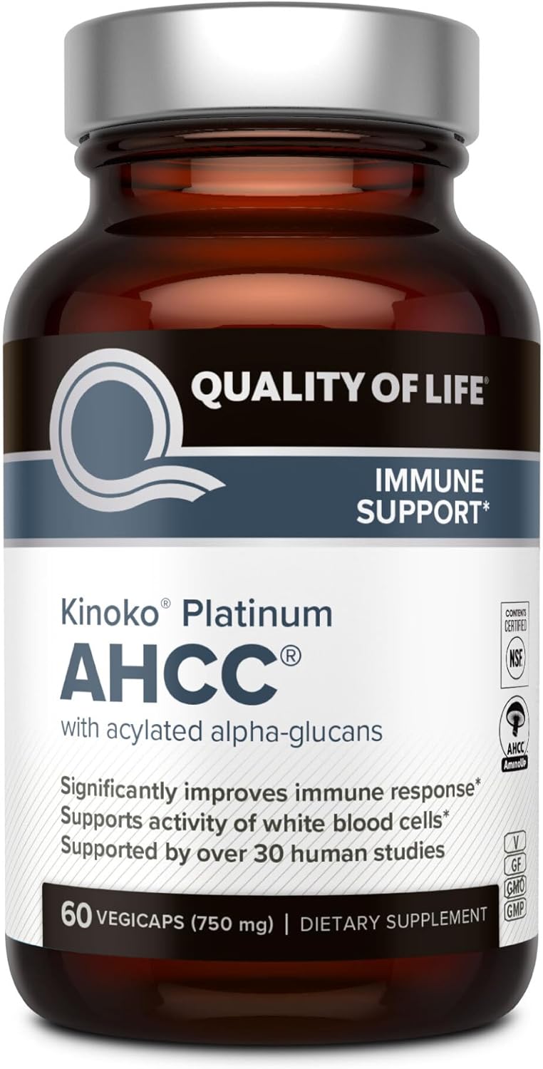 Quality of Life Premium Kinoko Platinum AHCC Herbal Supplement 60 Vegicaps
