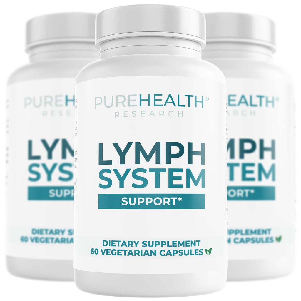 PUREHEALTH RESEARCH Lymph System Support Supplement - Lymphatic Drainage Supplement with Dandelion Extract, Cleavers, Burdock Powder - Reduce Swelling and Cleanse Lymph - 1 Bottle, Brown