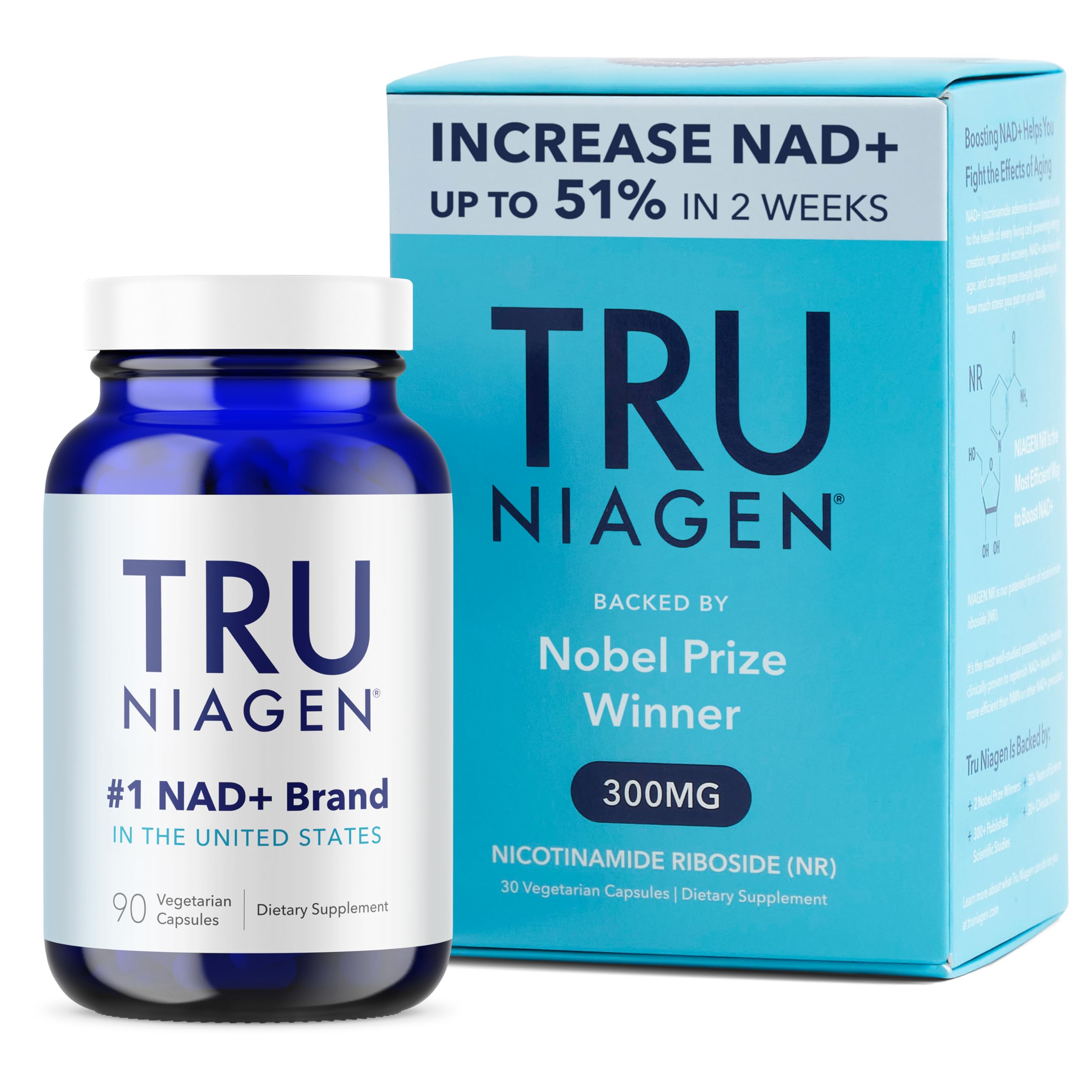 TRU NIAGEN Patented NAD Supplement for Anti Aging and Cell Regeneration, 300mg Niagen, 30 Servings