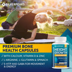 SILVERPEAKS Growth Capsules to Grow Taller - Height Growth Maximizer with Calcium for Bone Strength - Made in USA - Natural Get Taller Supplement - Free of Growth Hormone