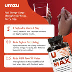 UMZU Redwood Max Nitric Oxide Booster, 1-Month Supply – Advanced Nitric Oxide Supplement with Fitnox Blend, Pine Bark, Resveratrol & Tart Cherry – Promotes Healthy Circulation, Energy and Recovery