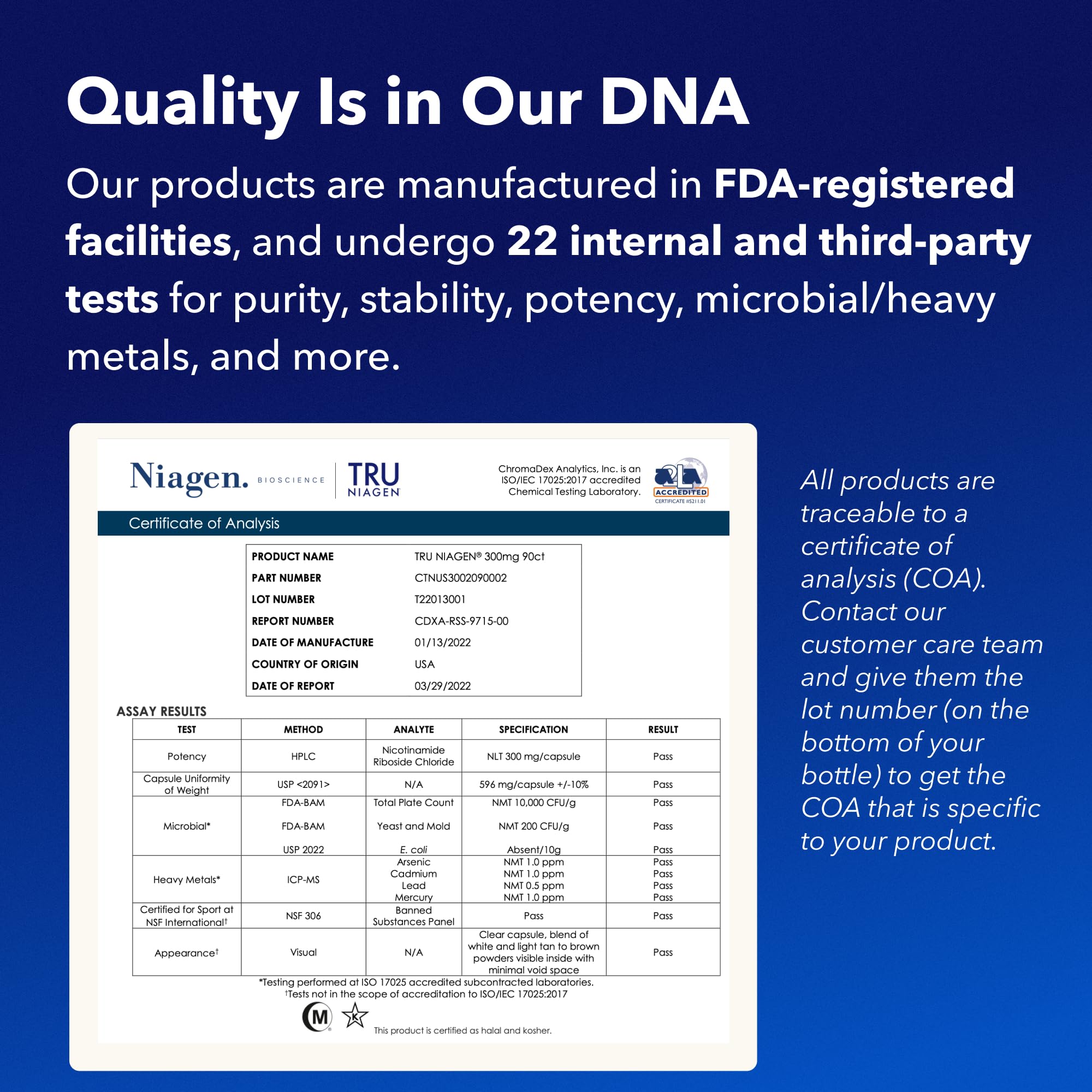 TRU NIAGEN Patented NAD Supplement for Anti Aging and Cell Regeneration, 300mg Niagen, 30 Servings