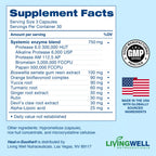 HEAL-N-SOOTHE Joint Support Supplements - Proteolytic Enzymes Like Bromelain & Papain, with Boswellia, Turmeric, & Ginger - Promotes Protein Digestive Function & Body Defense Wellness - 90 Count