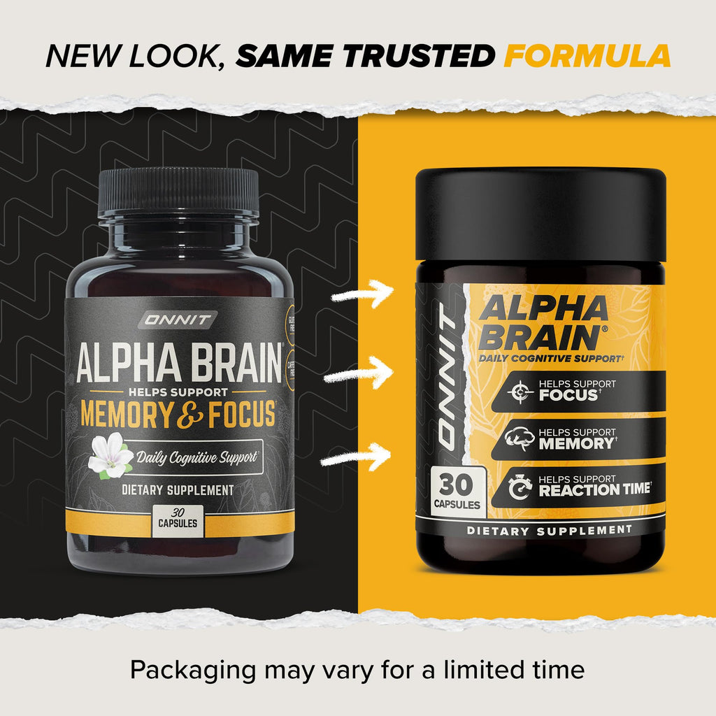 ONNIT Alpha Brain Nootropic Brain Supplement for Men & Women | Memory, Mental Clarity & Cognitive Improvement | Focus Capsules with L-Theanine, Vitamin B6 & Phosphatidylserine (90 Count)