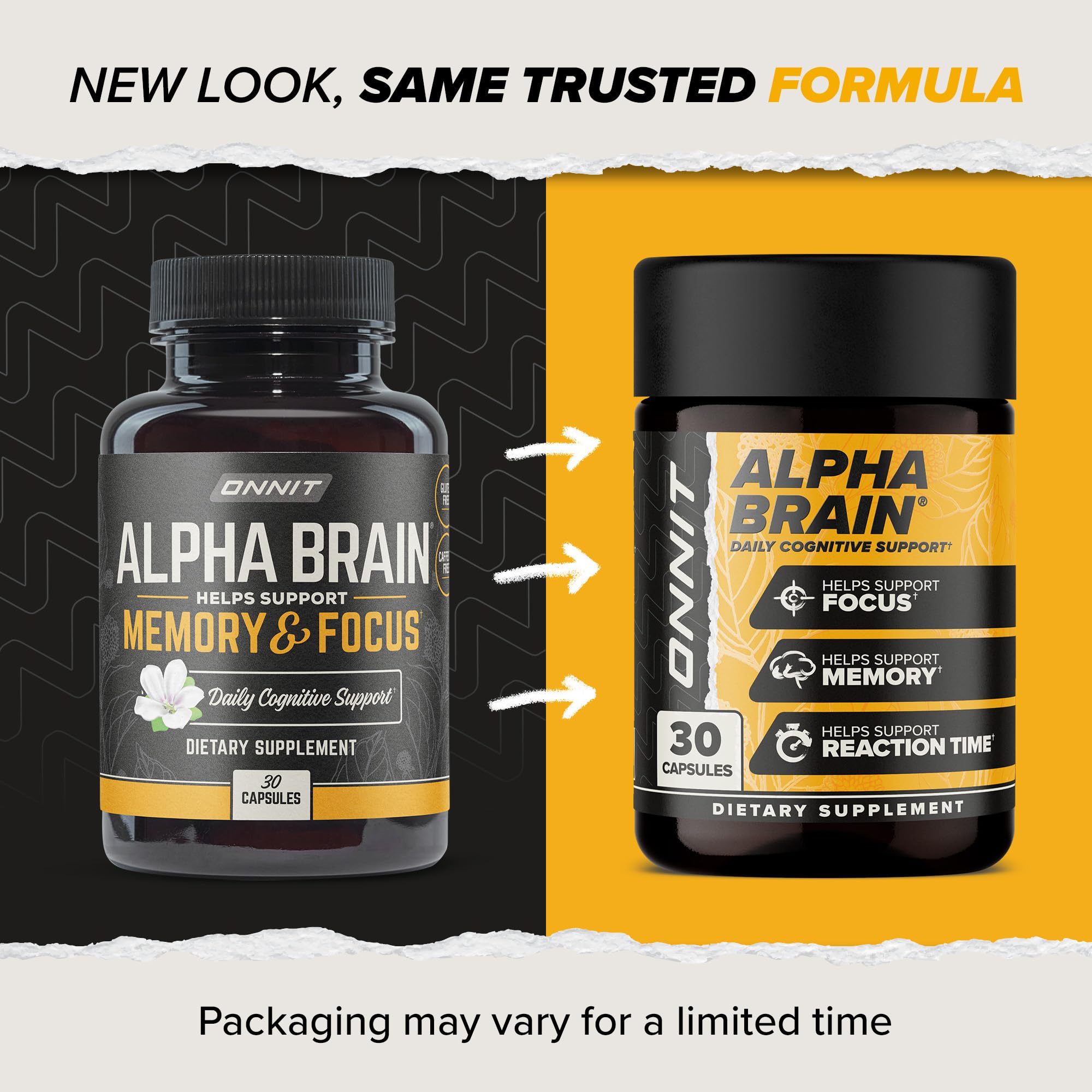 ONNIT Alpha Brain Nootropic Brain Supplement for Men & Women | Memory, Mental Clarity & Cognitive Improvement | Focus Capsules with L-Theanine, Vitamin B6 & Phosphatidylserine (90 Count)