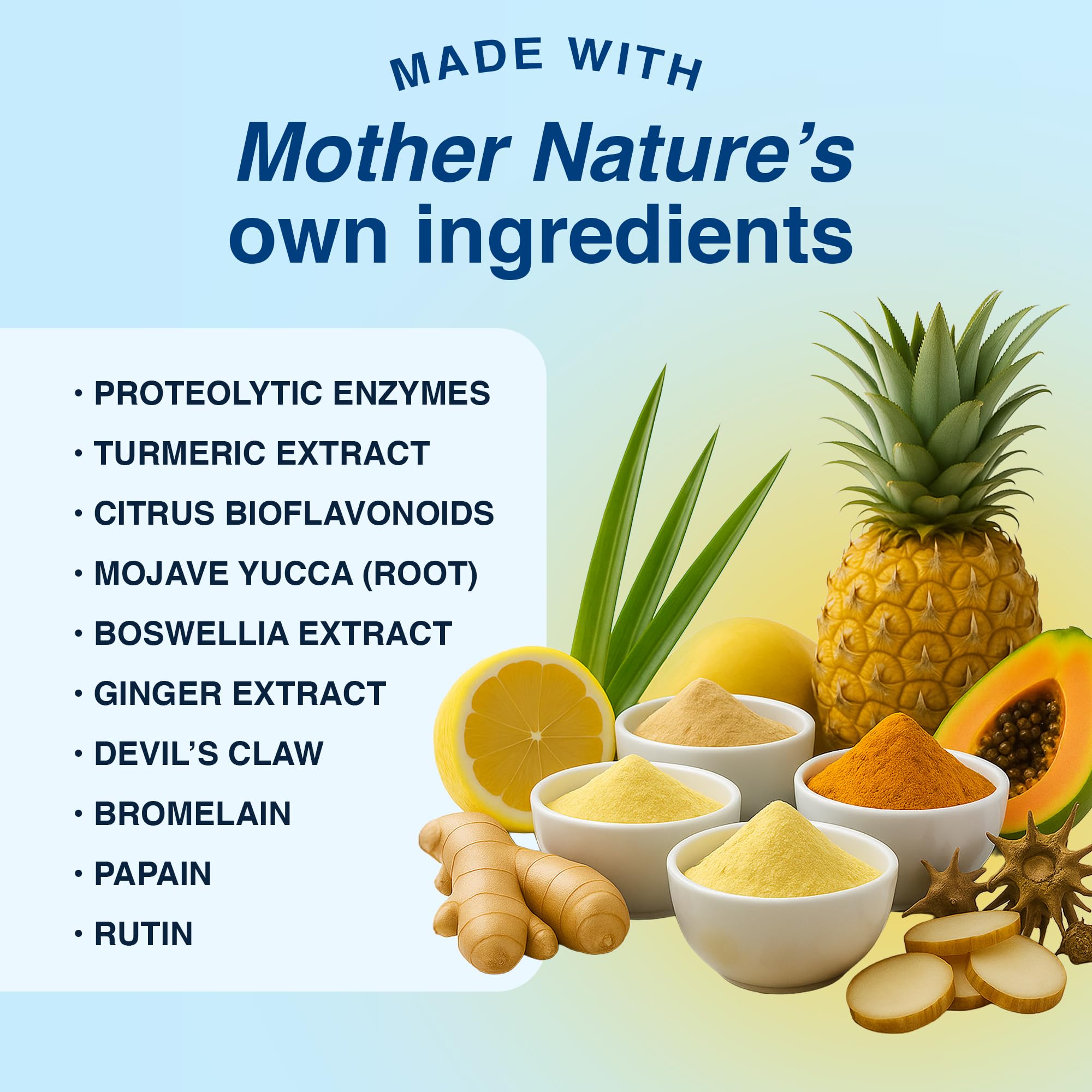 HEAL-N-SOOTHE Joint Support Supplements - Proteolytic Enzymes Like Bromelain & Papain, with Boswellia, Turmeric, & Ginger - Promotes Protein Digestive Function & Body Defense Wellness - 90 Count