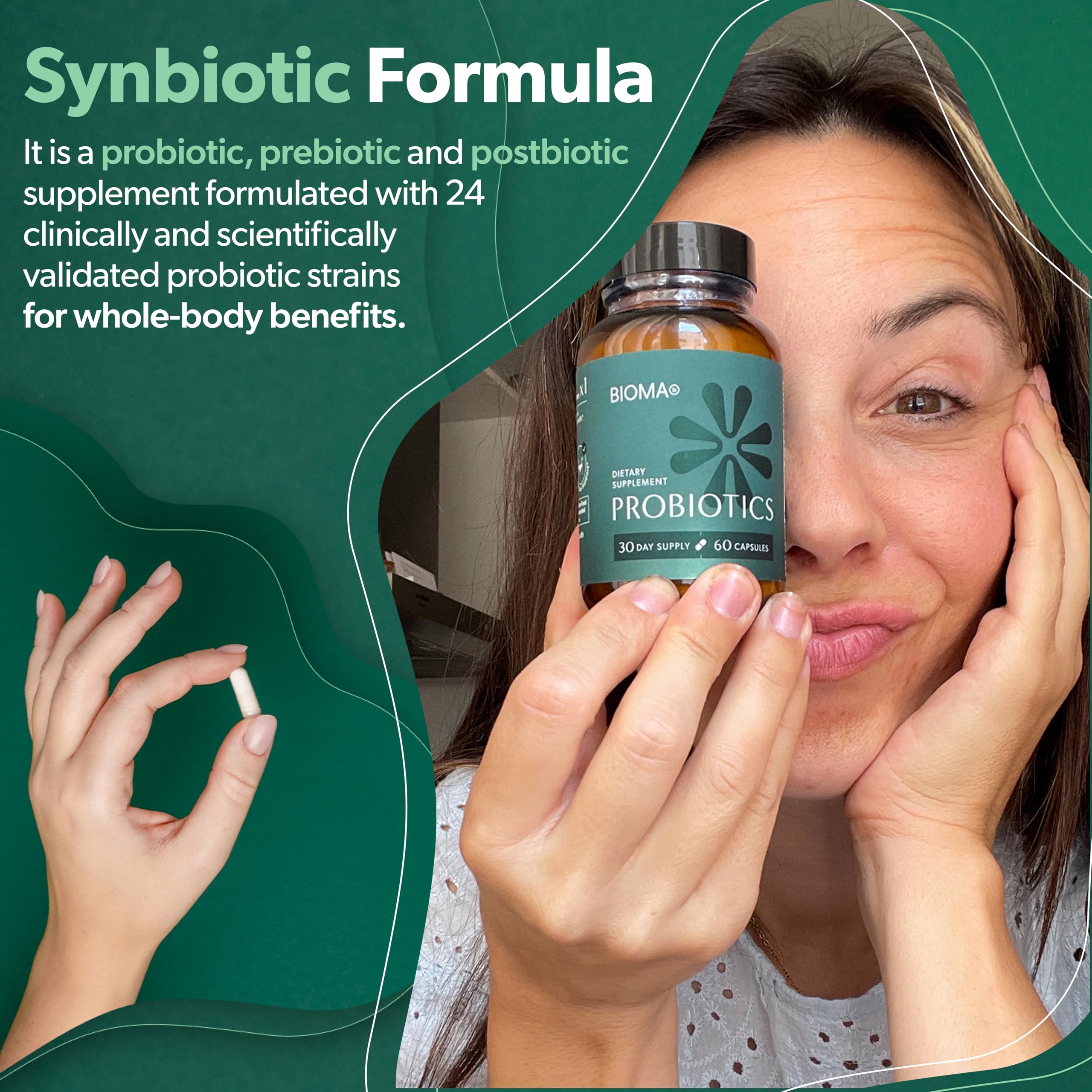 BIOMA Probiotics for Digestive Health & Weight Management – 3-in-1 Gut Support (60 Capsules)