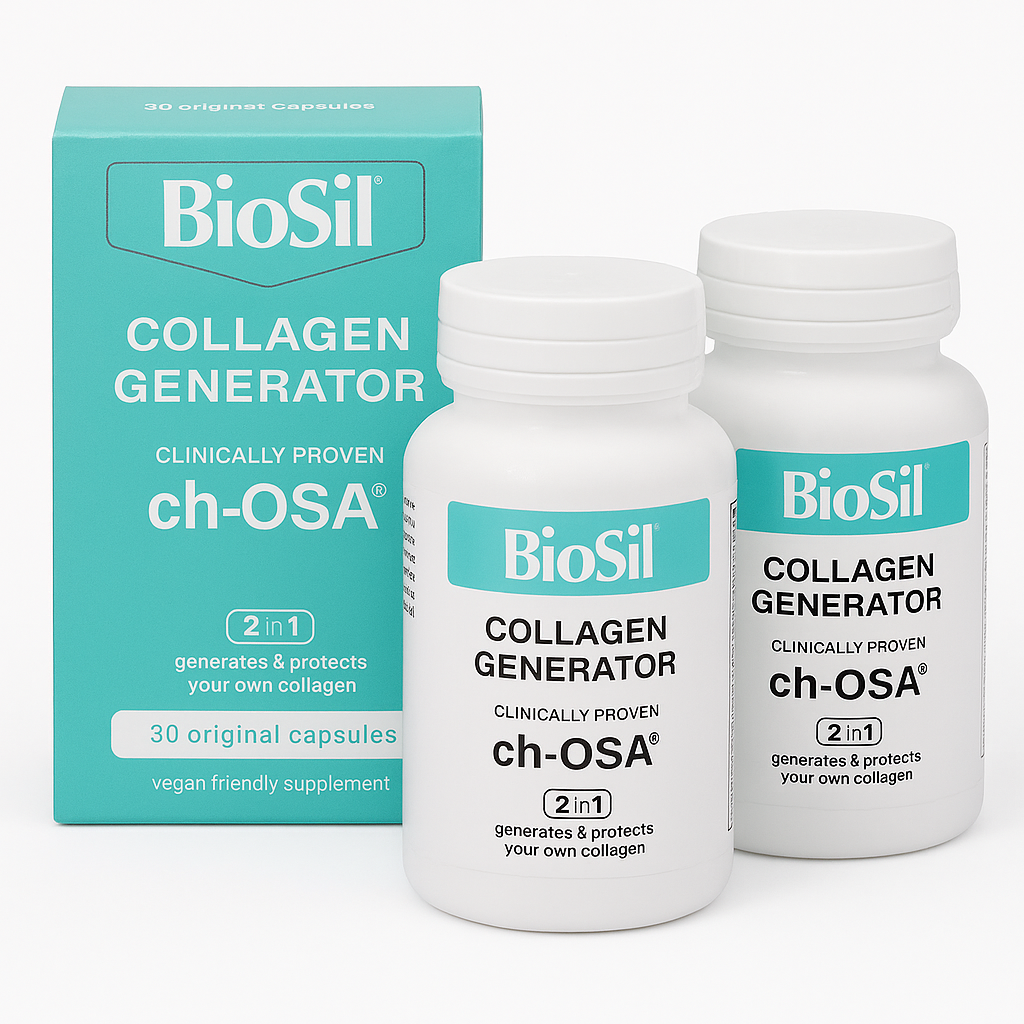 Biosil Collagen Generator - 120 Original Capsules Pack of 2 - with Patented ch-OSA Complex - Generates & Protects Your Own Collagen - GMO Free - 60-Day Supply