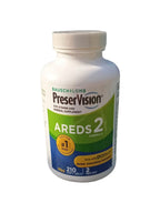 Bottle of Preservision AREDS 2 supplement on a white background