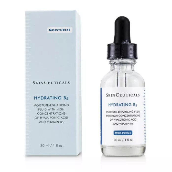 SkinCeuticals Hydrating B5 serum bottle with dropper and packaging on a white background
